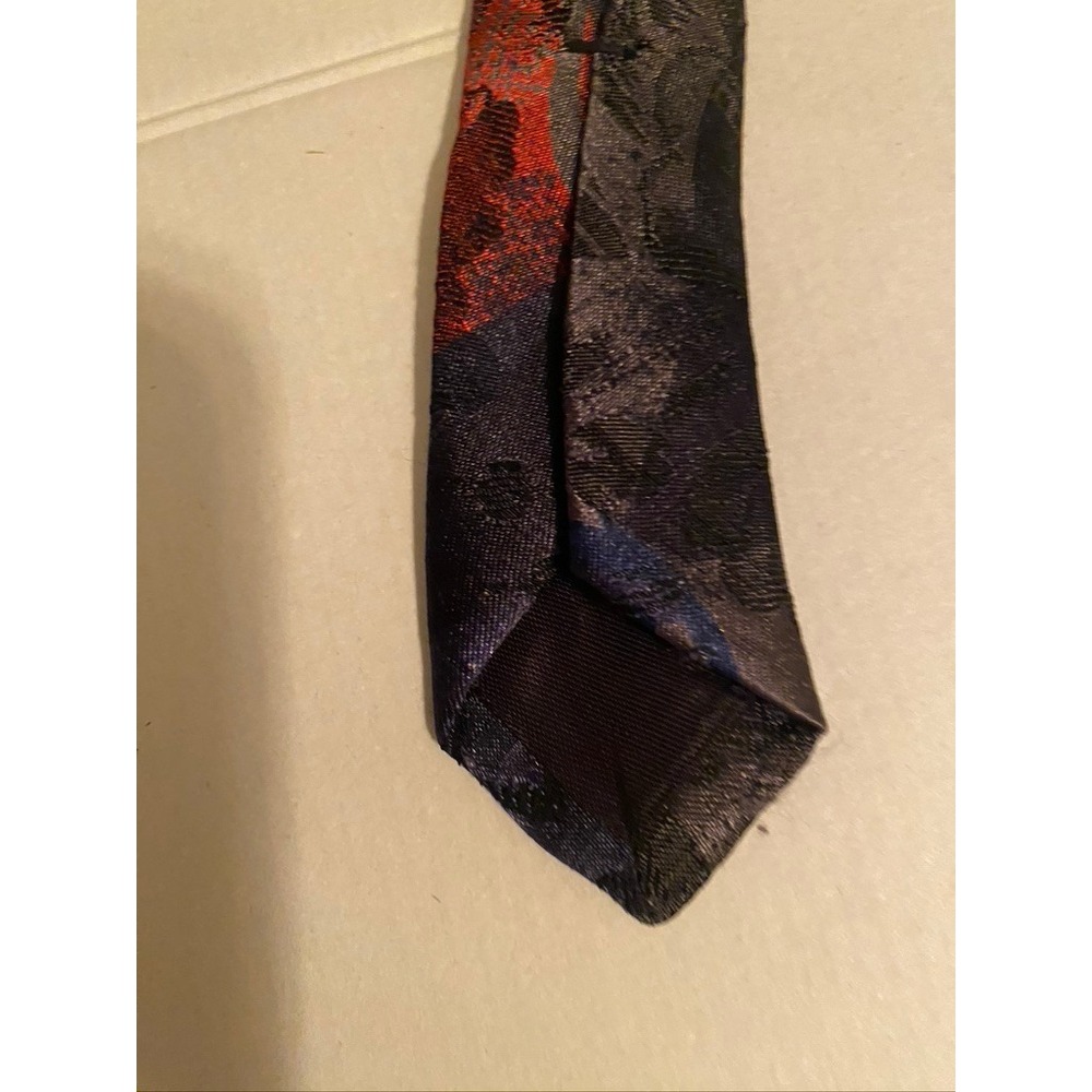 Elaan Silk Blend Tie Red Blue Grey Abstract Geometric Jacquard Woven Necktie